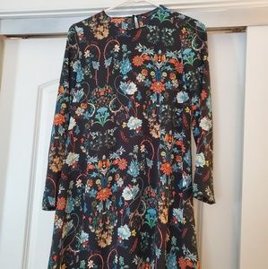 Zara Flowy Floral Print Dress, Long sleeve